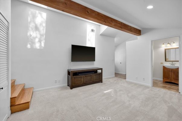 Bathroom, Empty room, Interior, Recessed Lighting, Wooden Beams