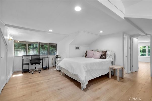Bedroom, Home Office, Interior, Recessed Lighting, Wood Texture Flooring