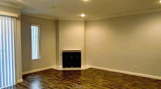 Empty room, Fireplace, Interior, Recessed Lighting, Wood Texture Flooring