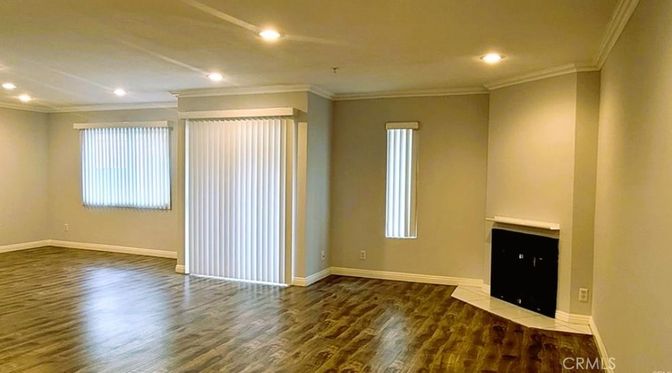 Empty room, Fireplace, Interior, Recessed Lighting, Wood Texture Flooring