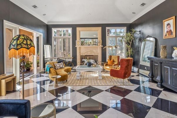 Fireplace, Interior, Living room, Marble, Recessed Lighting
