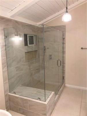 Bathroom, Glass Shower, Interior, Pendant Lights