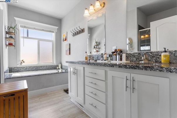 Bathroom, Dual Sink Vanities, Interior, Wood Texture Flooring