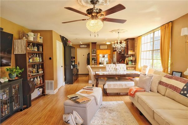 Chandelier, Dining room, Interior, Kitchen, Living room, Wood Texture Flooring