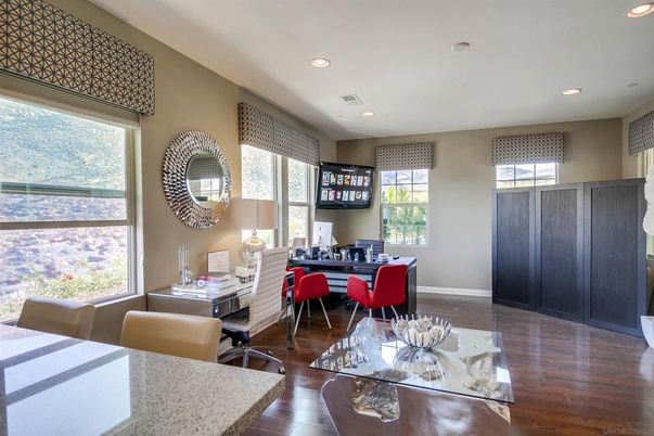 Home Office, Interior, Recessed Lighting, Wood Texture Flooring
