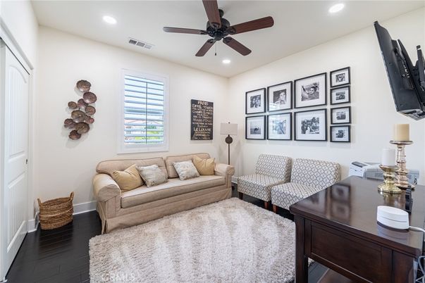 Home Office, Interior, Living room, Recessed Lighting, Wood Texture Flooring