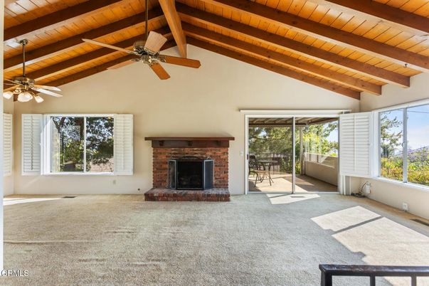 Empty room, Fireplace, Interior, Wooden Beams, Wooden Ceilings