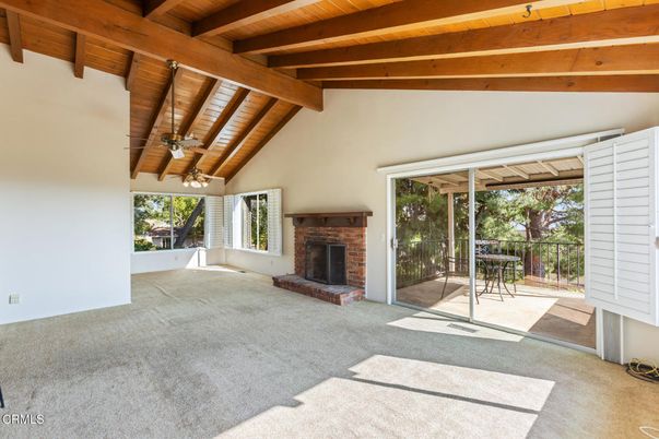 Empty room, Fireplace, Interior, Wooden Beams, Wooden Ceilings