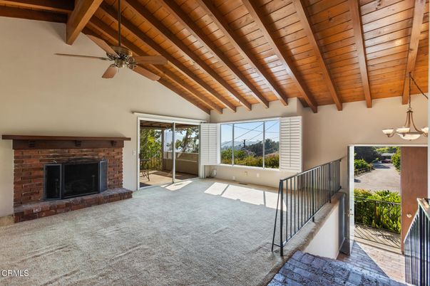 Empty room, Fireplace, Interior, Wooden Beams, Wooden Ceilings