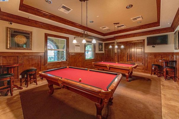 Billiard Table, Game Room, Interior, Pendant Lights, Recessed Lighting, Wooden Walls