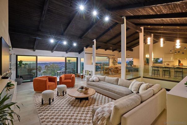 Dining room, Interior, Kitchen, Living room, Pendant Lights, Water, Wooden Beams, Wooden Ceilings