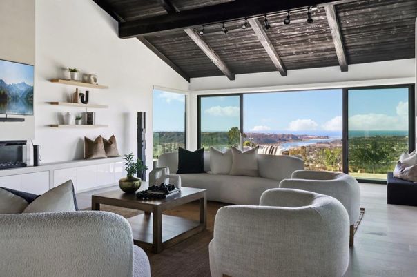 Interior, Living room, Water, Wooden Beams, Wooden Ceilings, Wood Texture Flooring