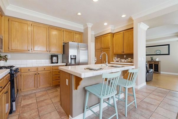 Interior, Kitchen, Recessed Lighting, Stainless Steel Appliances, Tile Countertops