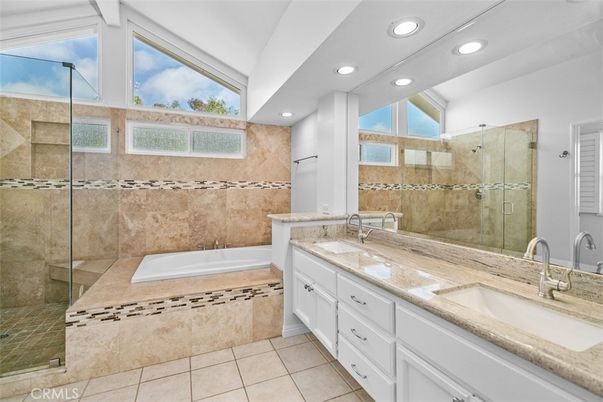 Bathroom, Dual Sink Vanities, Glass Shower, Interior, Recessed Lighting