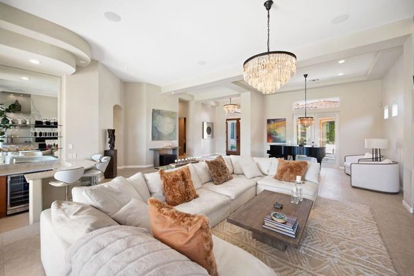 Chandelier, Dining room, Interior, Living room, Piano, Recessed Lighting