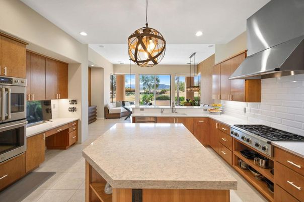 Chandelier, Interior, Kitchen, Pendant Lights, Recessed Lighting, Stainless Steel Appliances