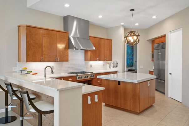 Interior, Kitchen, Pendant Lights, Recessed Lighting, Stainless Steel Appliances