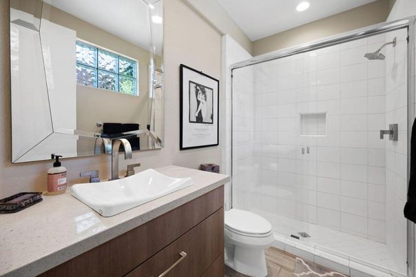 Bathroom, Glass Shower, Interior, Recessed Lighting