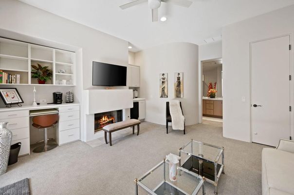 Fireplace, Home Office, Interior, Recessed Lighting