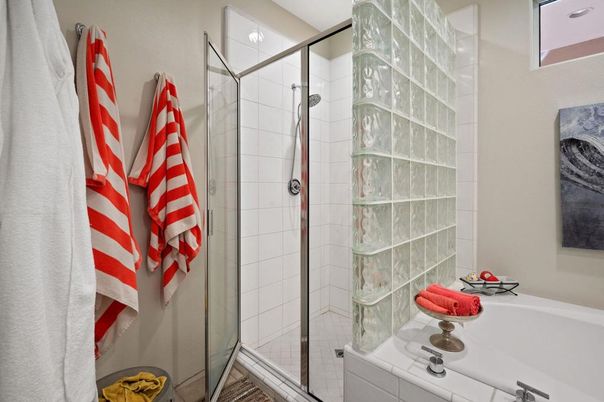 Bathroom, Glass Shower, Interior, Recessed Lighting