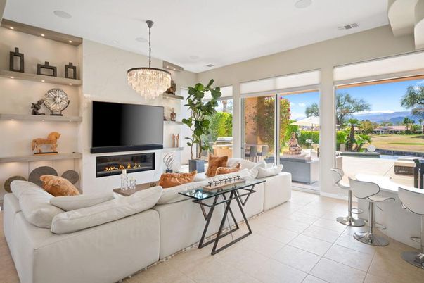 Chandelier, Fireplace, Interior, Living room, Recessed Lighting