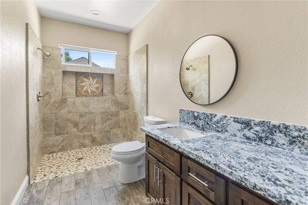 Bathroom, Interior, Recessed Lighting, Wood Texture Flooring