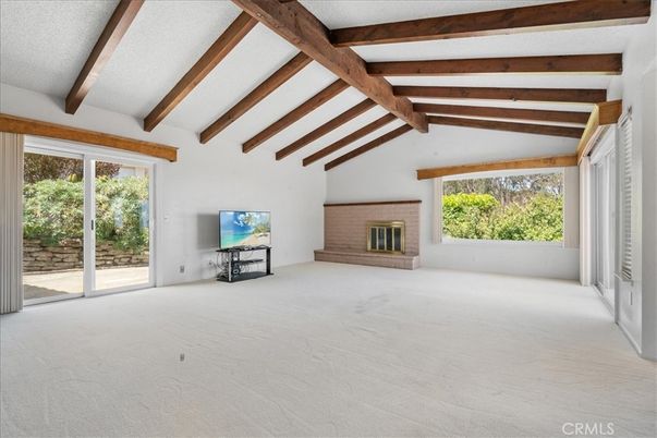 Empty room, Fireplace, Interior, Wooden Beams