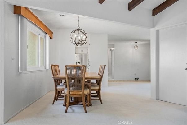 Chandelier, Dining room, Interior, Wooden Beams