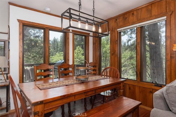 Dining room, Interior, Pendant Lights, Wooden Walls