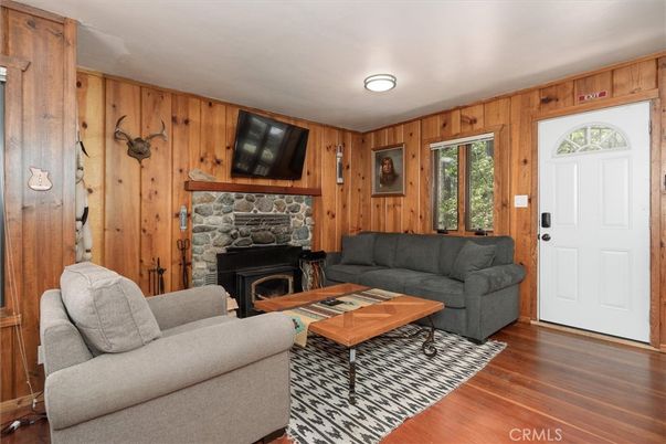 Fireplace, Interior, Living room, Wood Texture Flooring, Wooden Walls