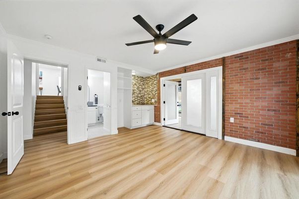 Empty room, Interior, Stone Walls, Wood Texture Flooring