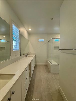 Bathroom, Dual Sink Vanities, Glass Shower, Interior, Recessed Lighting