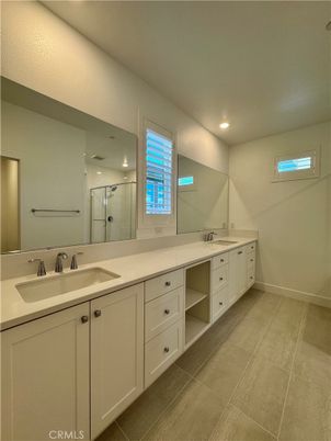 Bathroom, Dual Sink Vanities, Glass Shower, Interior, Recessed Lighting