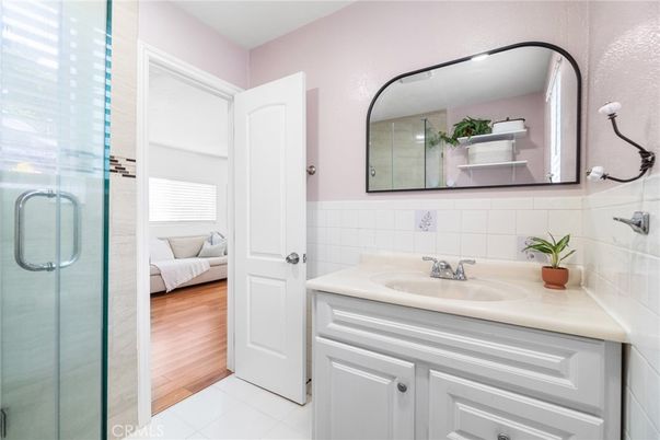 Bathroom, Glass Shower, Interior, Wood Texture Flooring
