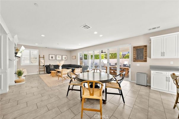Dining room, Fireplace, Interior, Living room, Recessed Lighting