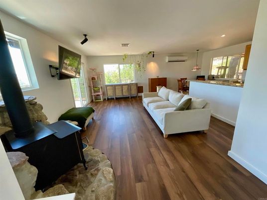 Interior, Living room, Pendant Lights, Recessed Lighting, Wood Texture Flooring