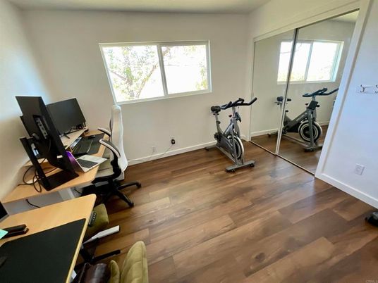 Fitness Equipment, Home Office, Interior, Wood Texture Flooring