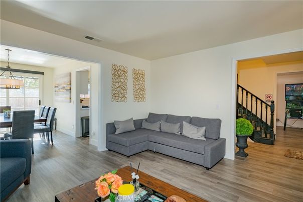 Dining room, Interior, Living room, Pendant Lights, Wood Texture Flooring