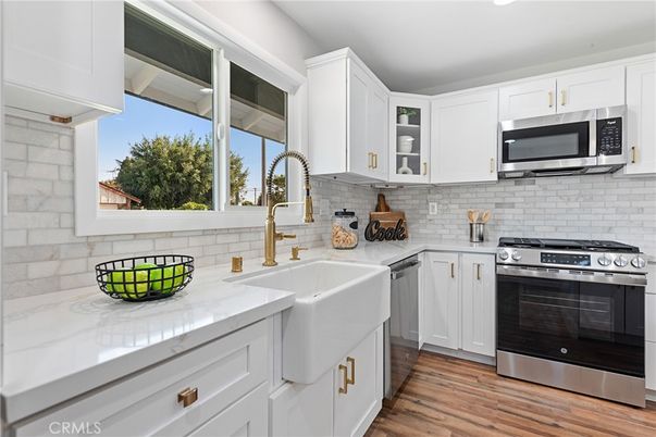 Interior, Kitchen, Stainless Steel Appliances, Wood Texture Flooring