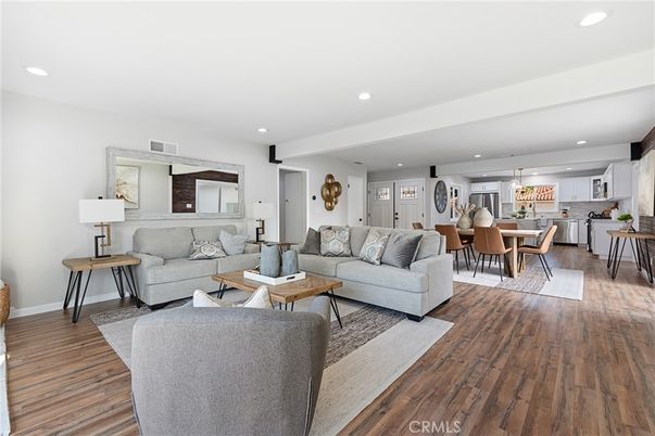 Dining room, Interior, Kitchen, Living room, Pendant Lights, Recessed Lighting, Wood Texture Flooring