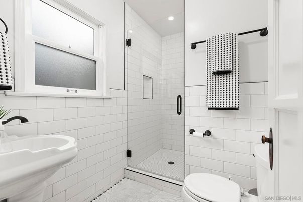 Bathroom, Glass Shower, Interior, Recessed Lighting