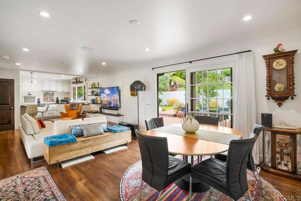 Dining room, Interior, Kitchen, Living room, Recessed Lighting, Wood Texture Flooring