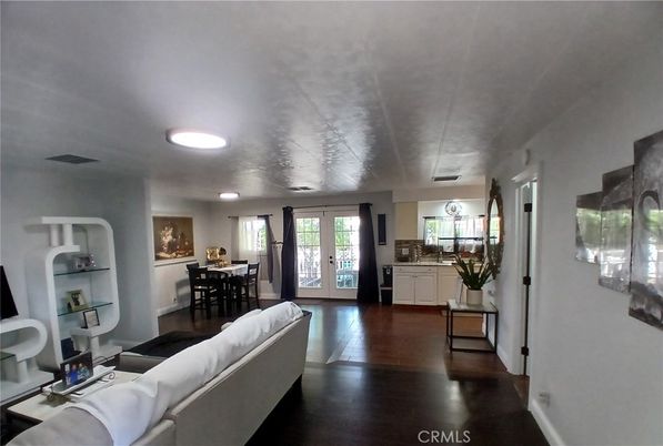Dining room, Interior, Living room, Recessed Lighting, Wood Texture Flooring