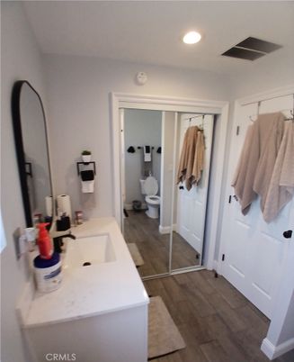 Bathroom, Interior, Recessed Lighting, Wood Texture Flooring