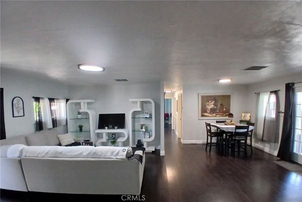 Dining room, Interior, Living room, Recessed Lighting, Wood Texture Flooring