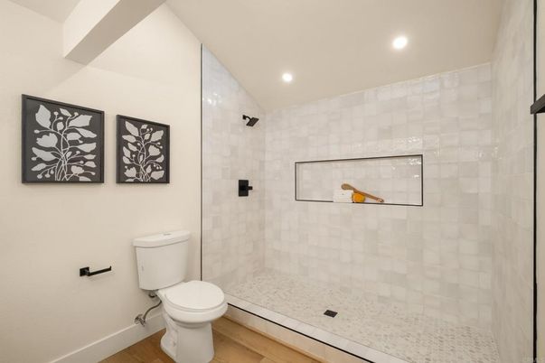 Bathroom, Interior, Recessed Lighting, Wood Texture Flooring