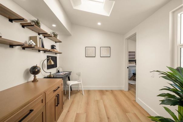 Home Office, Interior, Recessed Lighting, Wood Texture Flooring