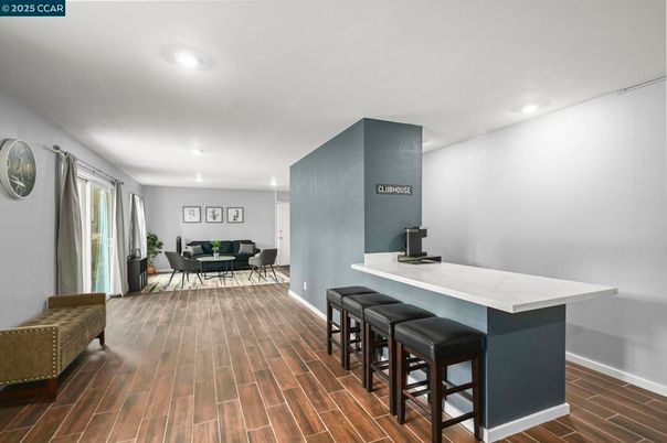 Dining room, Interior, Recessed Lighting, Wood Texture Flooring