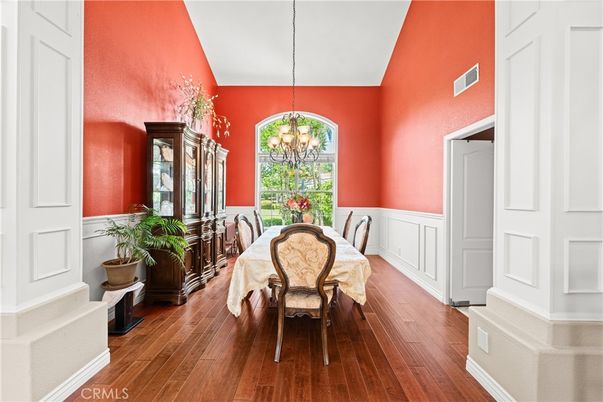 Chandelier, Dining room, Interior, Wood Texture Flooring