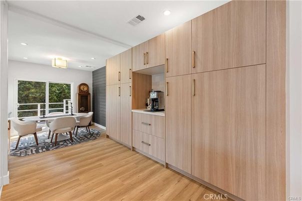 Dining room, Interior, Kitchen, Recessed Lighting, Wood Texture Flooring